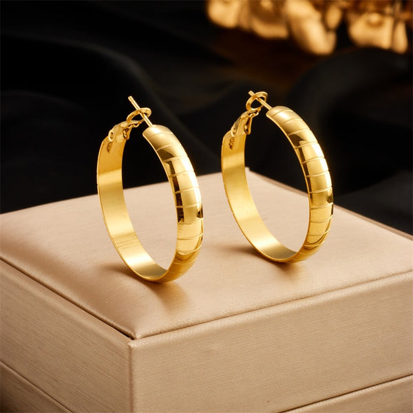 Pendientes de aro lisos geométricos de acero inoxidable 316L color dorado para mujer