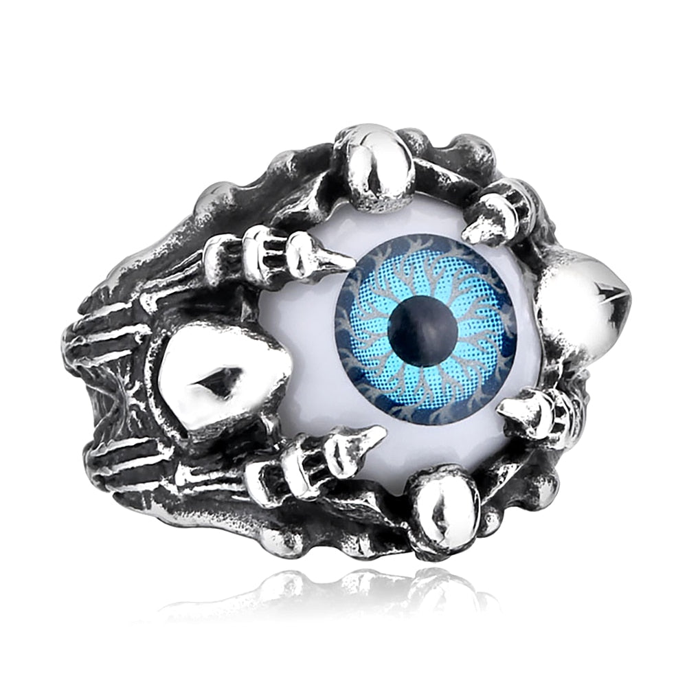 Gothic Creative Design Dragon Claw Demon Eye Ring Men