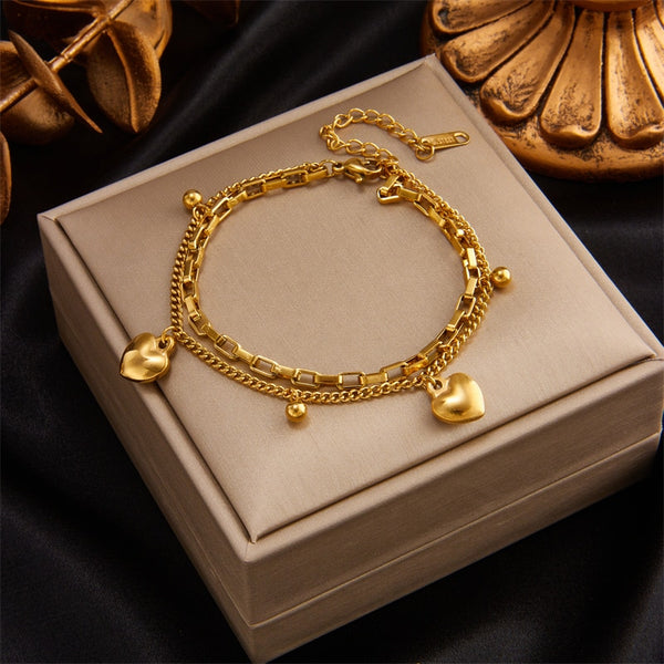 316L Stainless Steel Multilayer Love Heart Bracelet For Women