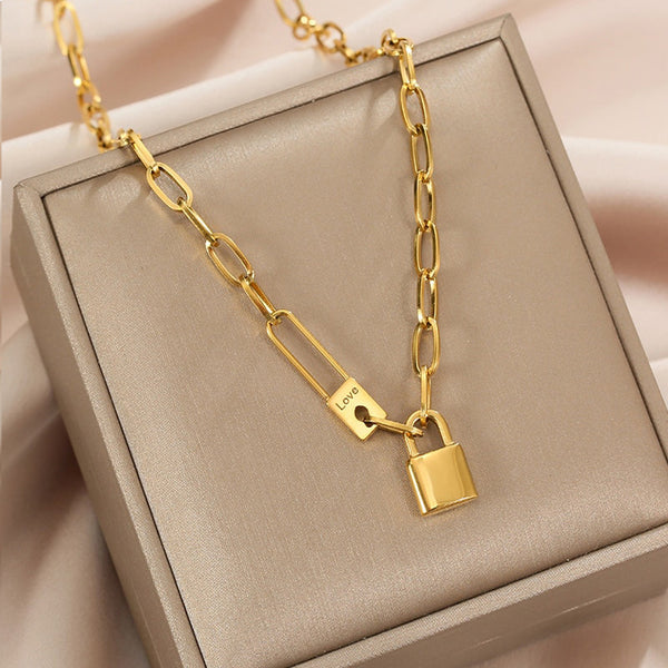 Collares vintage de hip hop con cierre de seguridad para mujer