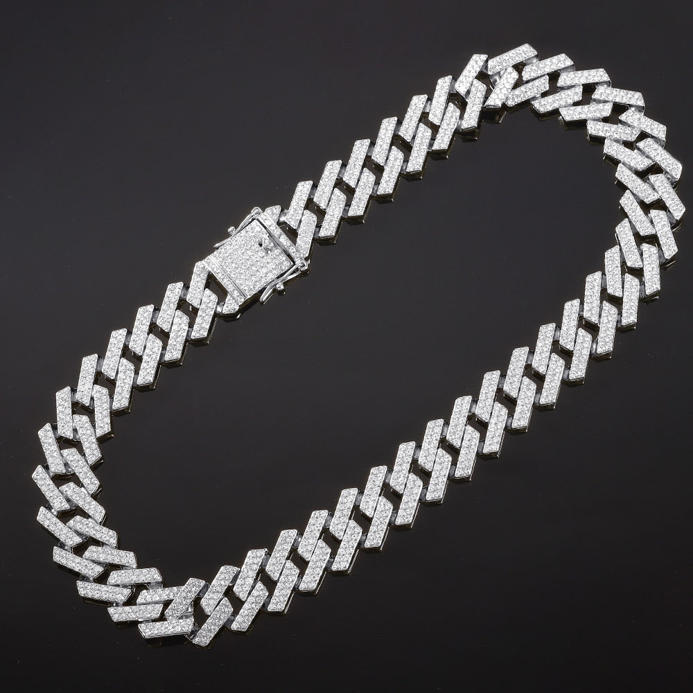 Men Women Hip Hop Personality 20mm Cuban Chain Necklace+Bracelet Set