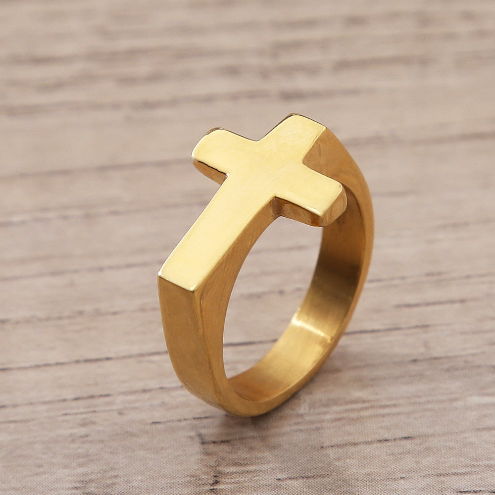 Christian Cross Ring Men Women Punk Simple Couple Rings