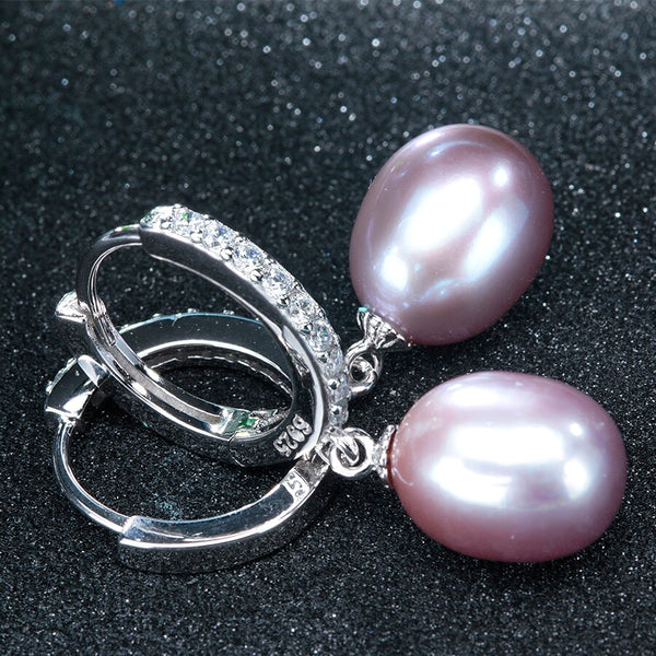 Simple 925 Silver 8-9mm Pearl Earring for Women