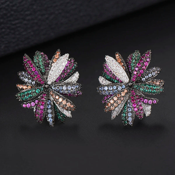 Pendientes de moda de diseño coreano de lujo con lazo y circonitas cúbicas AAA para mujer