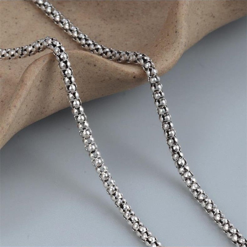 True Silver Popcorn Necklace Men Women S925 Sterling Silver Corn Necklace