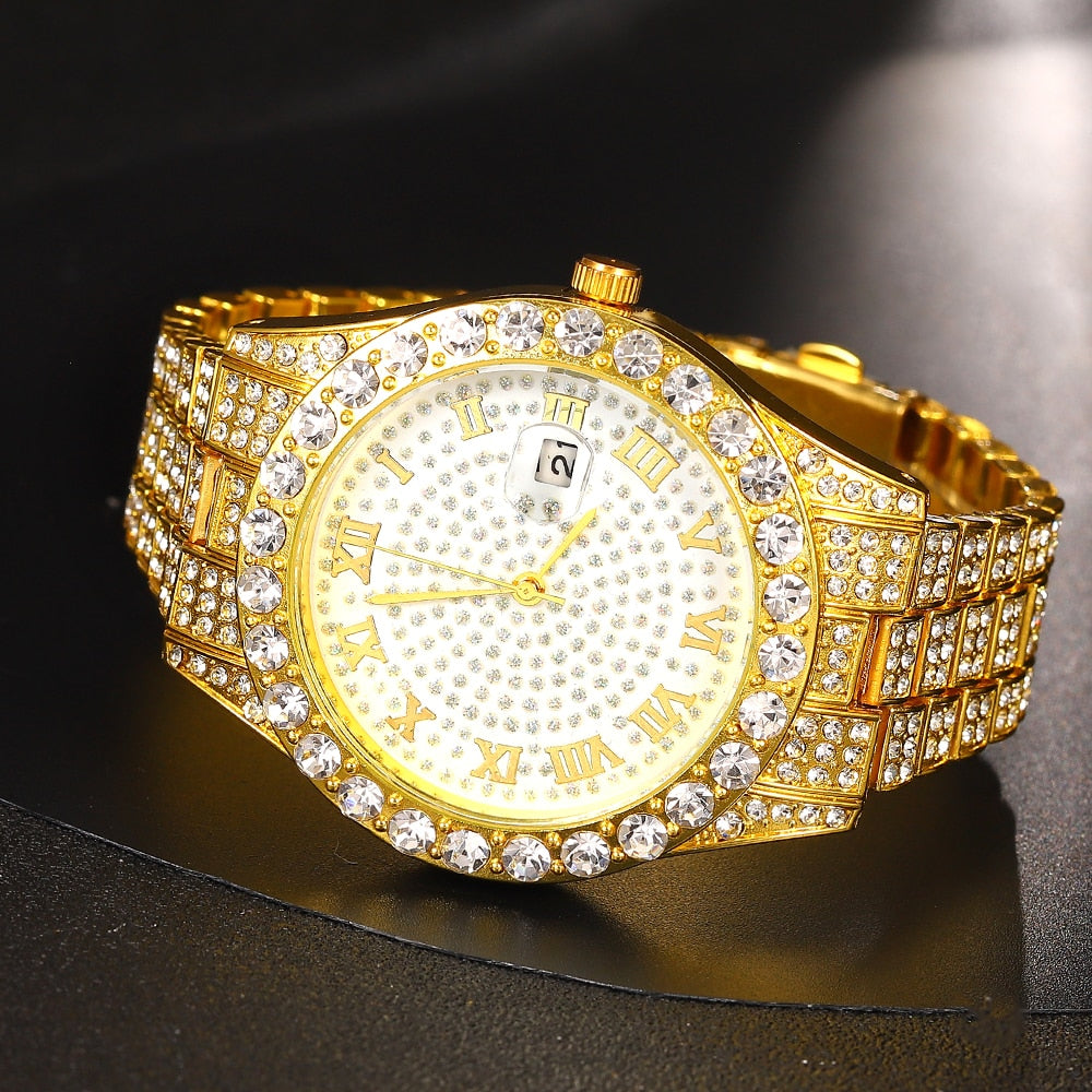 Hip Hop Men Quartz Wristwatch Diamond Watch for Men Top Brand for Men