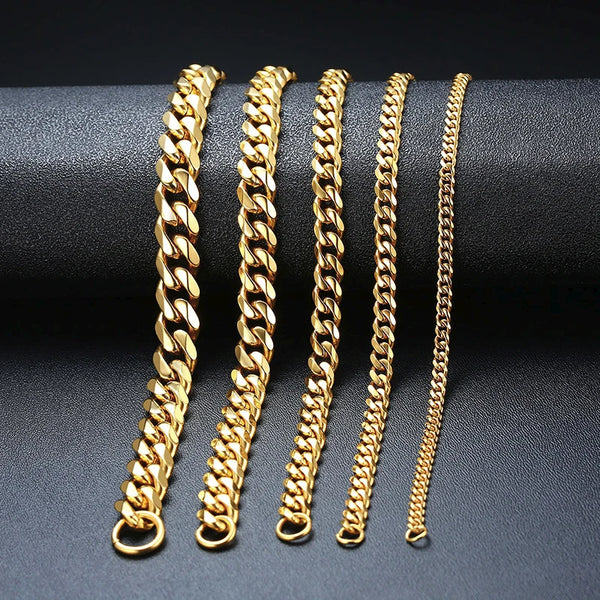 MENS CUBAN LINK CHAIN BRACELET 5MM 7MM