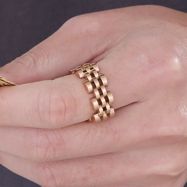 Never Fade Gold Plated Stainless Steel Rings Wedding Band for Women