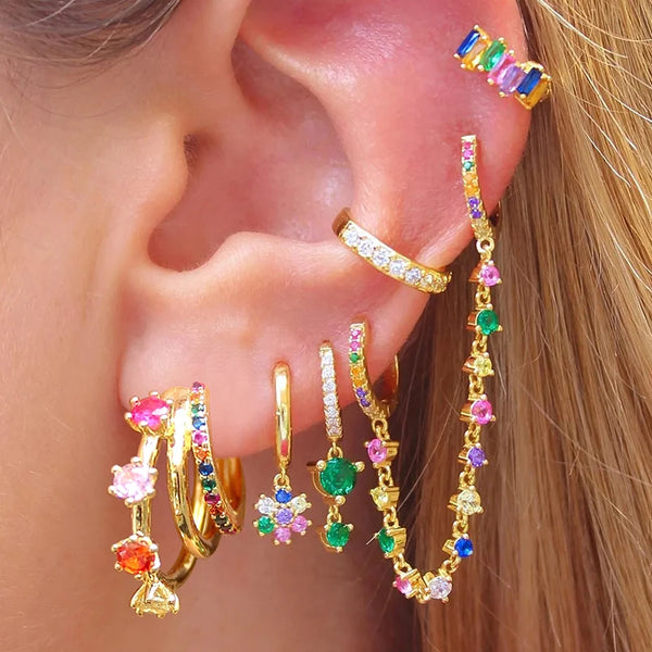 Luxury Gold Filled CZ Dangle Earrings Set For Women