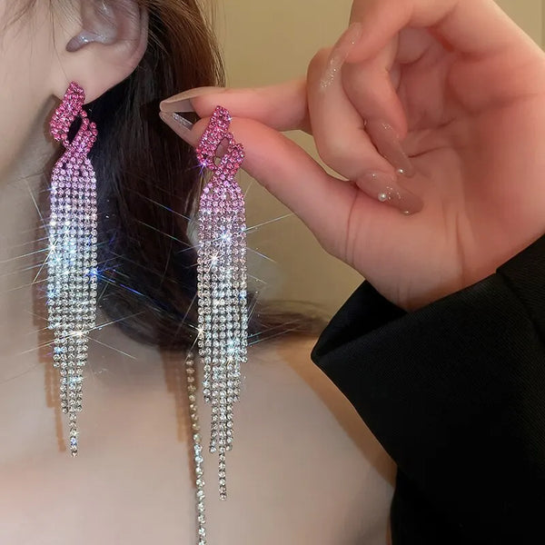 Luxury Fashion Colorful Rhinestone Crystal Drop Earrings For Women