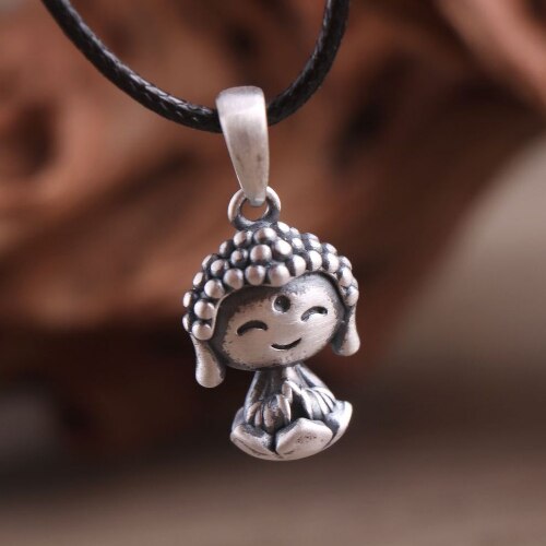 Unibabe Real S990 Silver Men Women Lotus Buddha Pendant