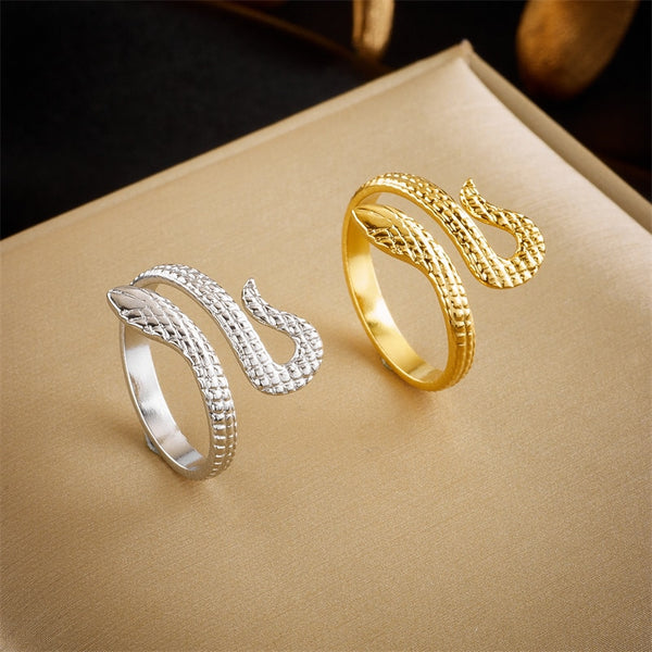 Anillo ajustable de serpiente de acero inoxidable 316L para mujer