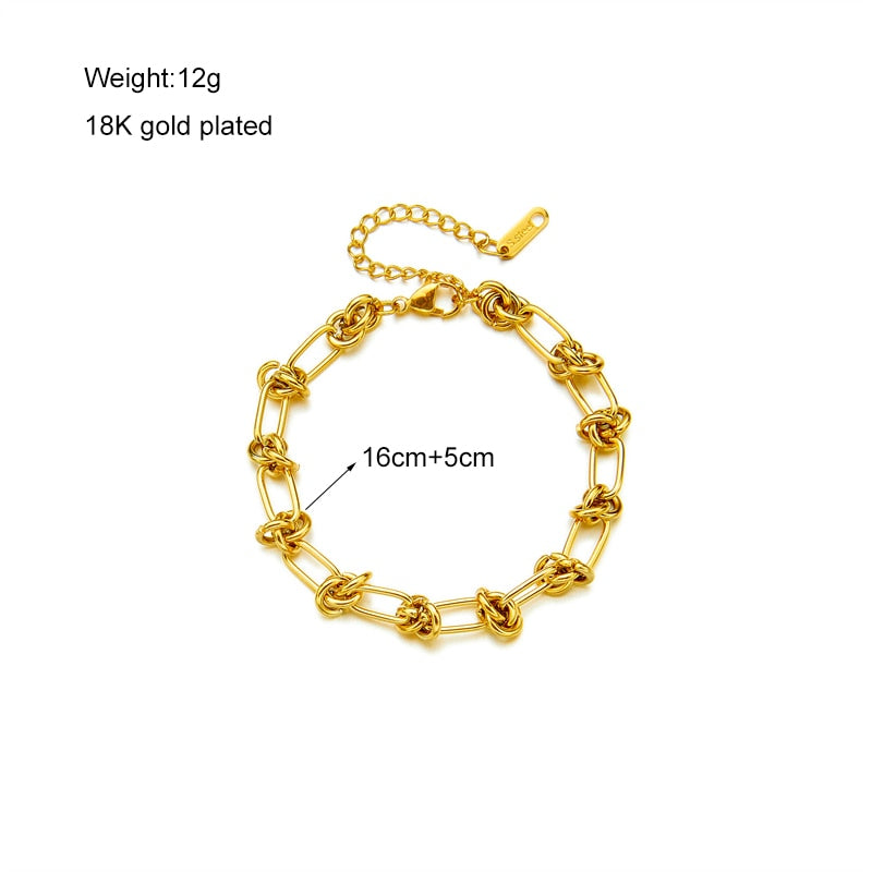316L Stainless Steel Gold Silver Color Chain Bracelet For Women