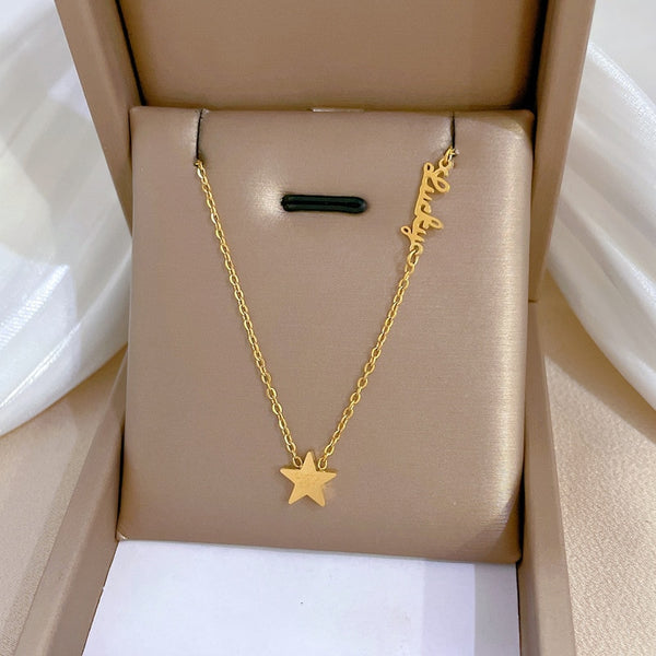 Collar con letras de estrella, elegante y delicado, a la moda.