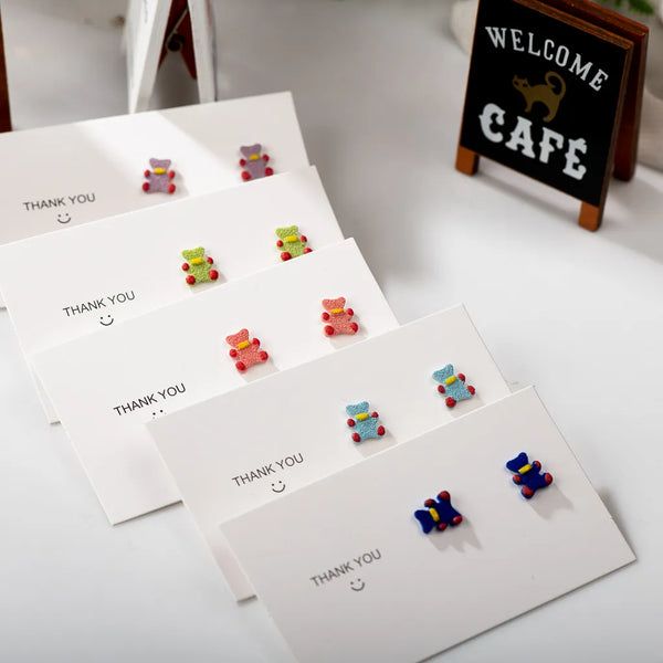 Multicolor Cute Animal Dot Ceramic Earrings