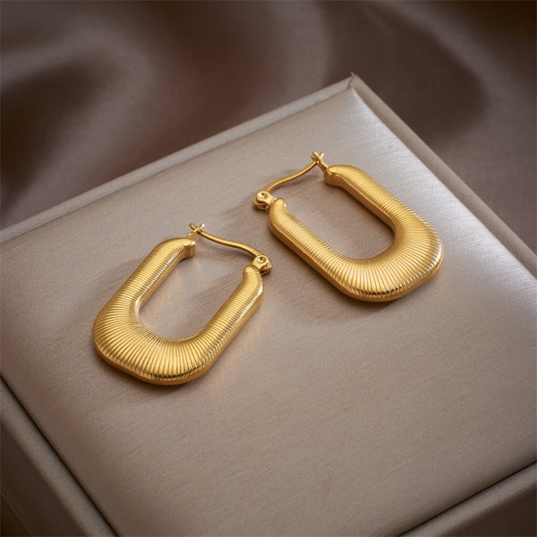 316L Stainless Steel Gold Color U Shape Hoop Earrings For Women