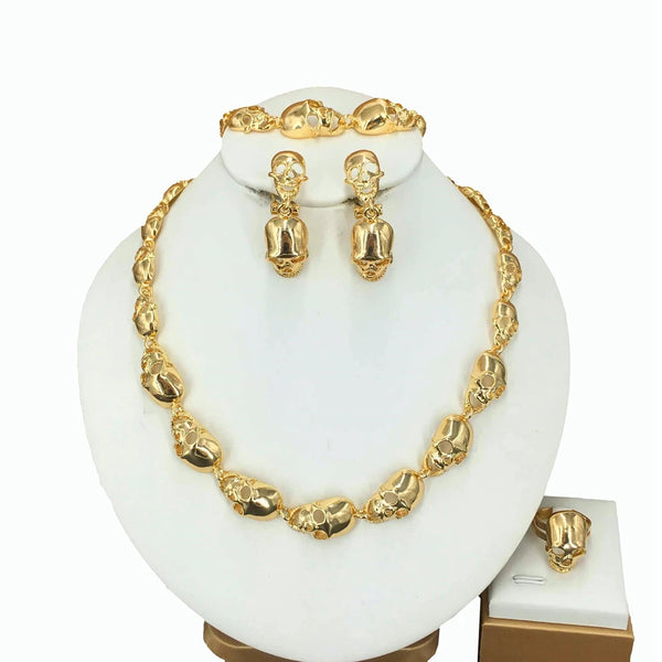 Conjuntos de collares oscuros con joyas de calaveras de Halloween para mujer