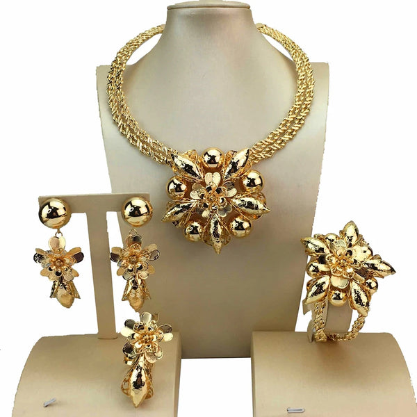 Conjunto de joyería brasileña con collar de flores único para mujer, regalo de fiesta