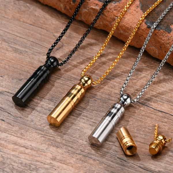 Urn Pendant Necklace for Ashes, Cremation Jewelry, Stainless Steel Urn Jewelry for Men