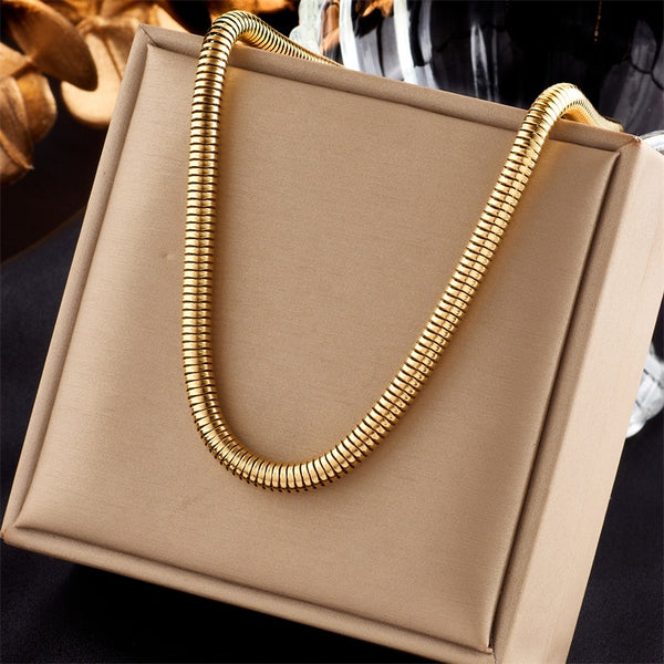 316L Stainless Steel Round Thick Snake Chain Necklace For Women