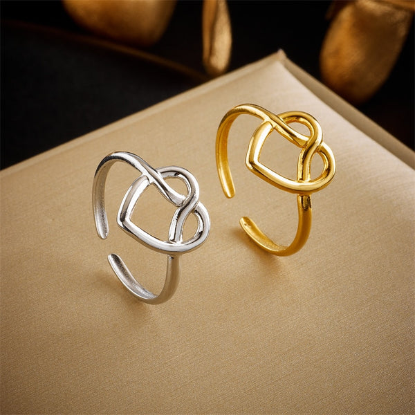 316L Stainless Steel Heart-Shaped Love Open Ring For Women