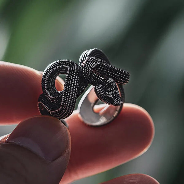 Anillo de serpiente retro dominante, serpiente del zodiaco, anillo hecho a mano para hombre