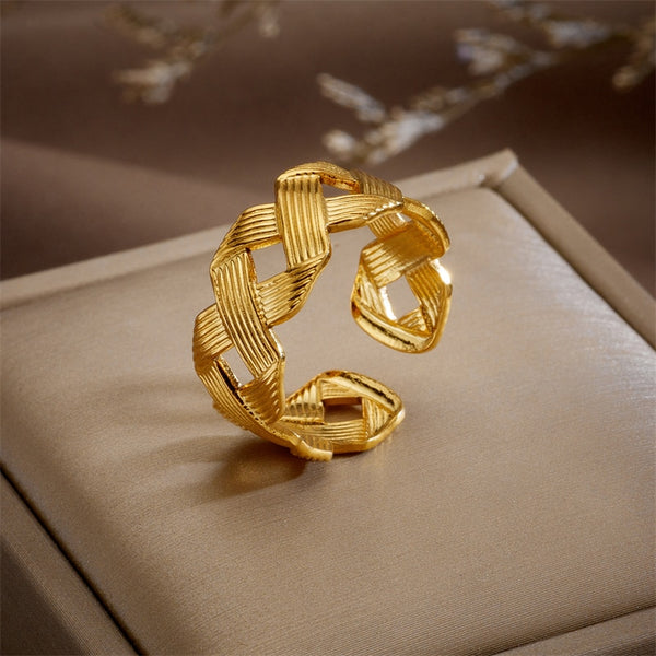316L Stainless Steel Cross Cutout Open Ring For Women