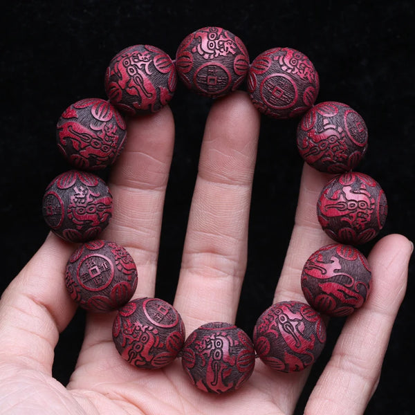 Pulsera de madera natural multicolor para hombre, pulsera elástica de 20 mm con cuentas de madera