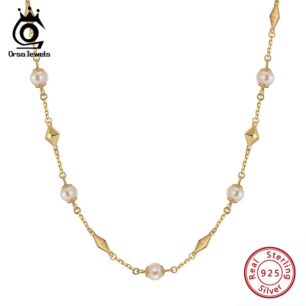 925 Sterling Silver Pearl Choker Necklace