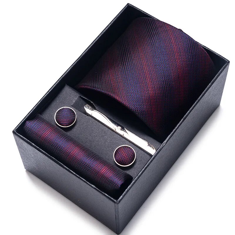 Mix Colors New Style Wedding Gift Tie Pocket Squares Set Necktie Box