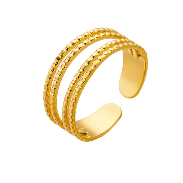 316L Stainless Steel Gold Color Adjustable Ring For Women