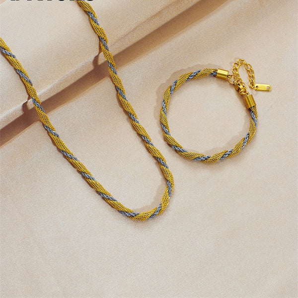 Collar y pulsera de cadena de acero inoxidable 316L en color dorado y plateado para mujer