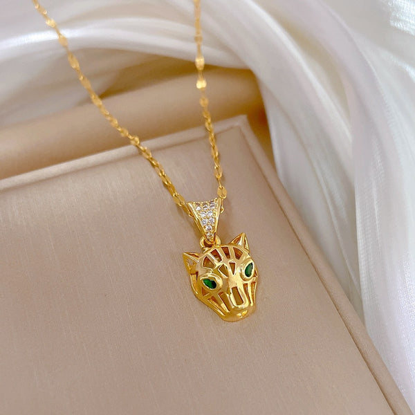 316L Stainless Steel Leopard Head Pendant Necklace For Women