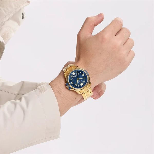 Reloj de pulsera de cuarzo para hombre, estilo casual, resistente al agua, de lujo