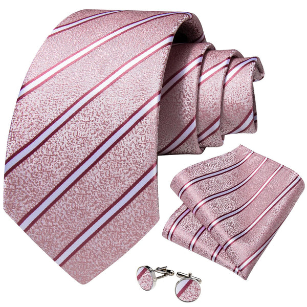 Corbatas de seda a rayas de moda para hombre, color rosa, accesorios de boda para negocios