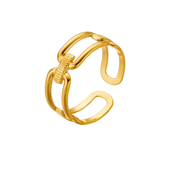 316L Stainless Steel Gold Color Hollow Out Ring For Women