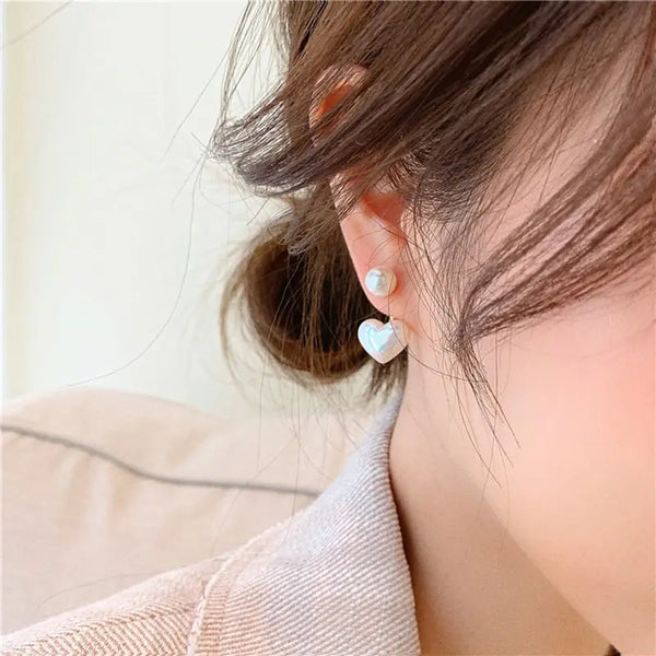 Imitation Pearl Earrings For Women Heart Round Stud Earrings