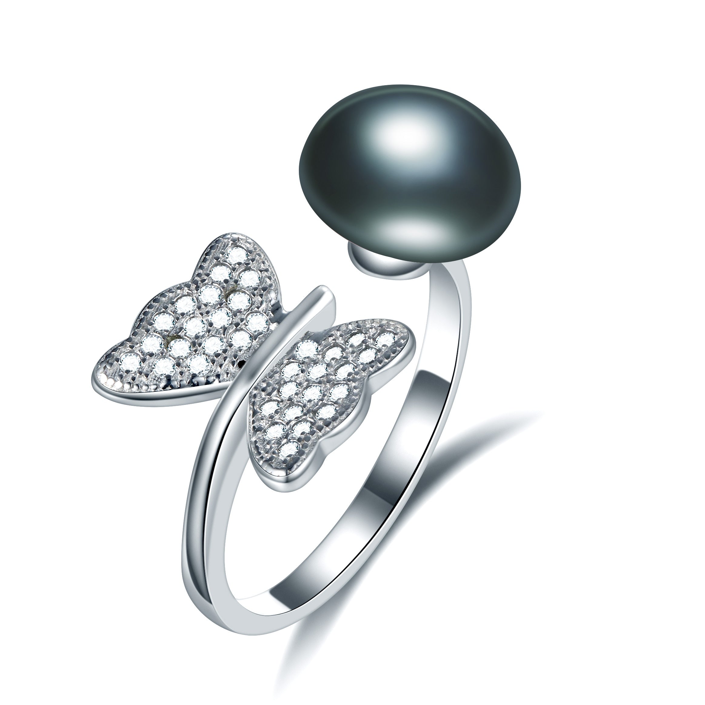 Real Natural Black Pearl Ring For Women