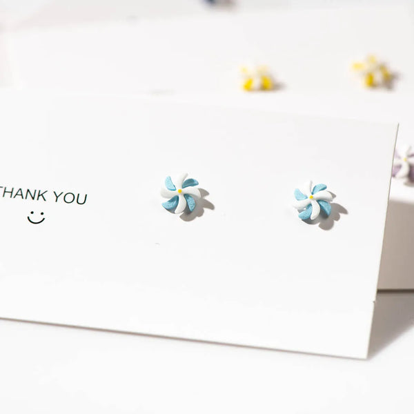 Multicolor Small Windmill Cute Ceramic Earrings