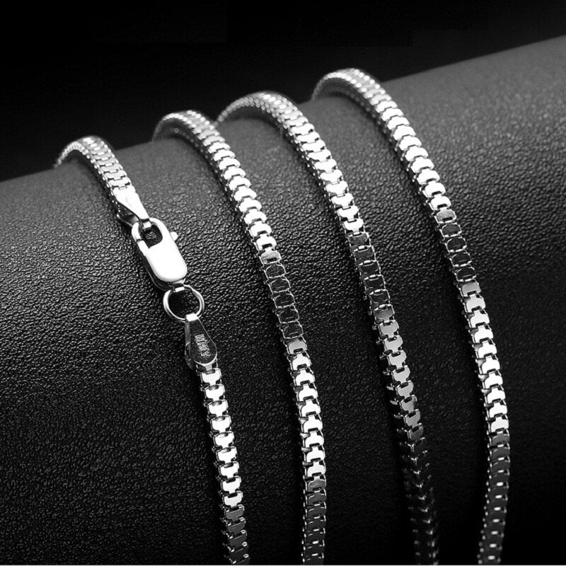 S925 Sterling Silver Polishing Square Necklace Men Women