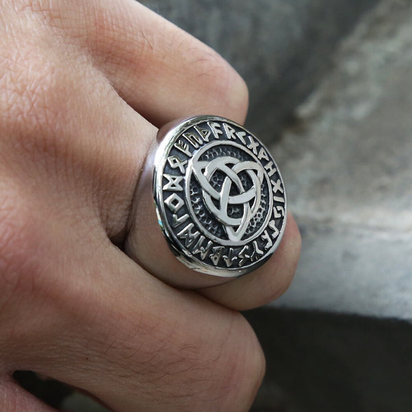 Anillo vikingo de acero inoxidable 316I, anillo celta de la trinidad