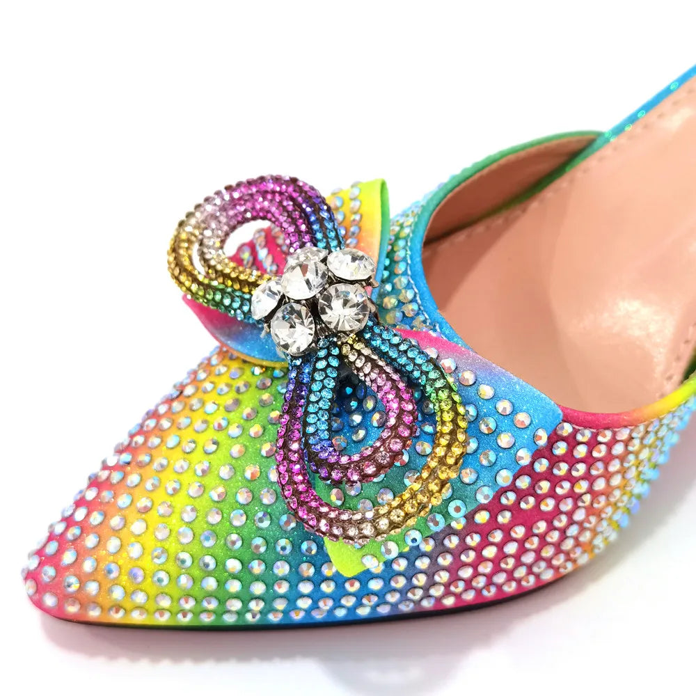 Fashion  Italian Shoes and Bag Sets Rainbow Women