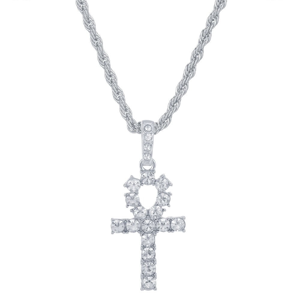 Men Women Hip Hop Cross Pendant Necklace With 4mm Zircon Tennis Chain