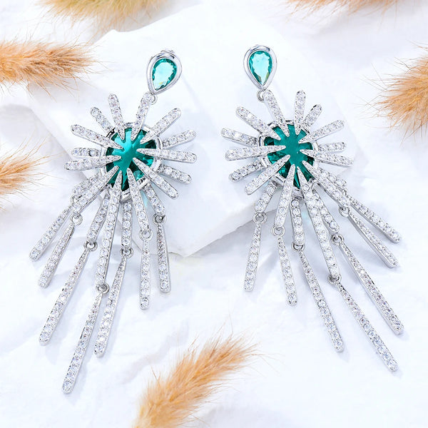 New BOHO Trendy Sun Flowers Long Pendant Drop Earrings