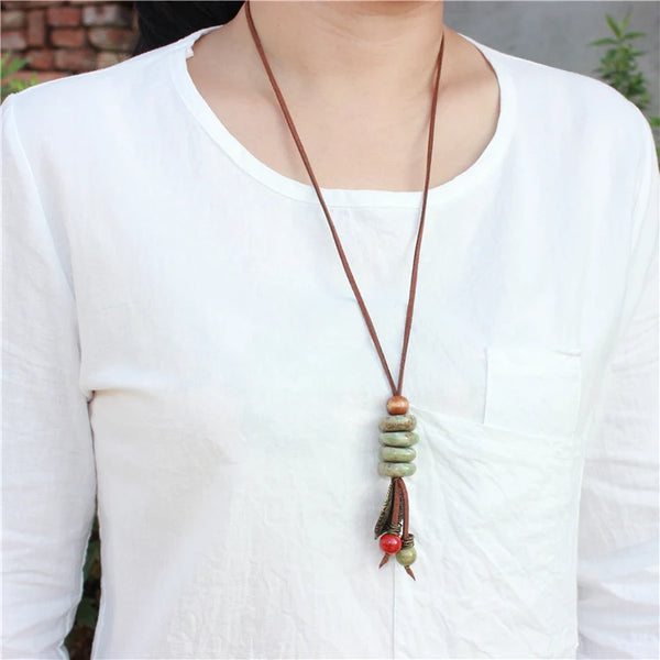Fashion Ceramic pendant artware necklace