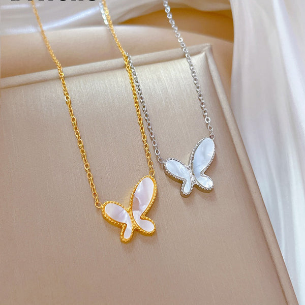 316L Stainless Steel Butterfly Pendant Necklace For Women