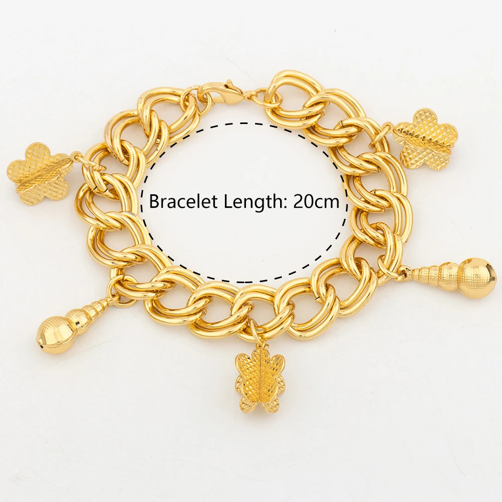 Charm Chain Jewelry Fashion Gold Plated Copper Bracelets With Small Pendant for Women
