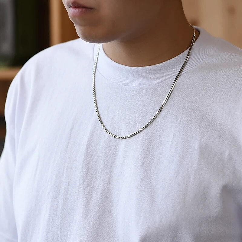 925 Silver Necklace Men's Snake Bone Chain Tide Brand Retro Thai Silver Ins Niche Design Jewelry