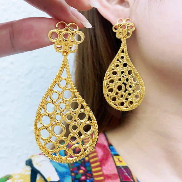 Pendientes italianos para mujer, con forma de gota de agua, para bodas y fiestas.