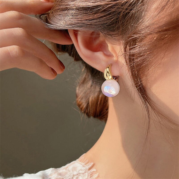 Korean Zirconia Mermaid Pearl Hoop Earrings For Women